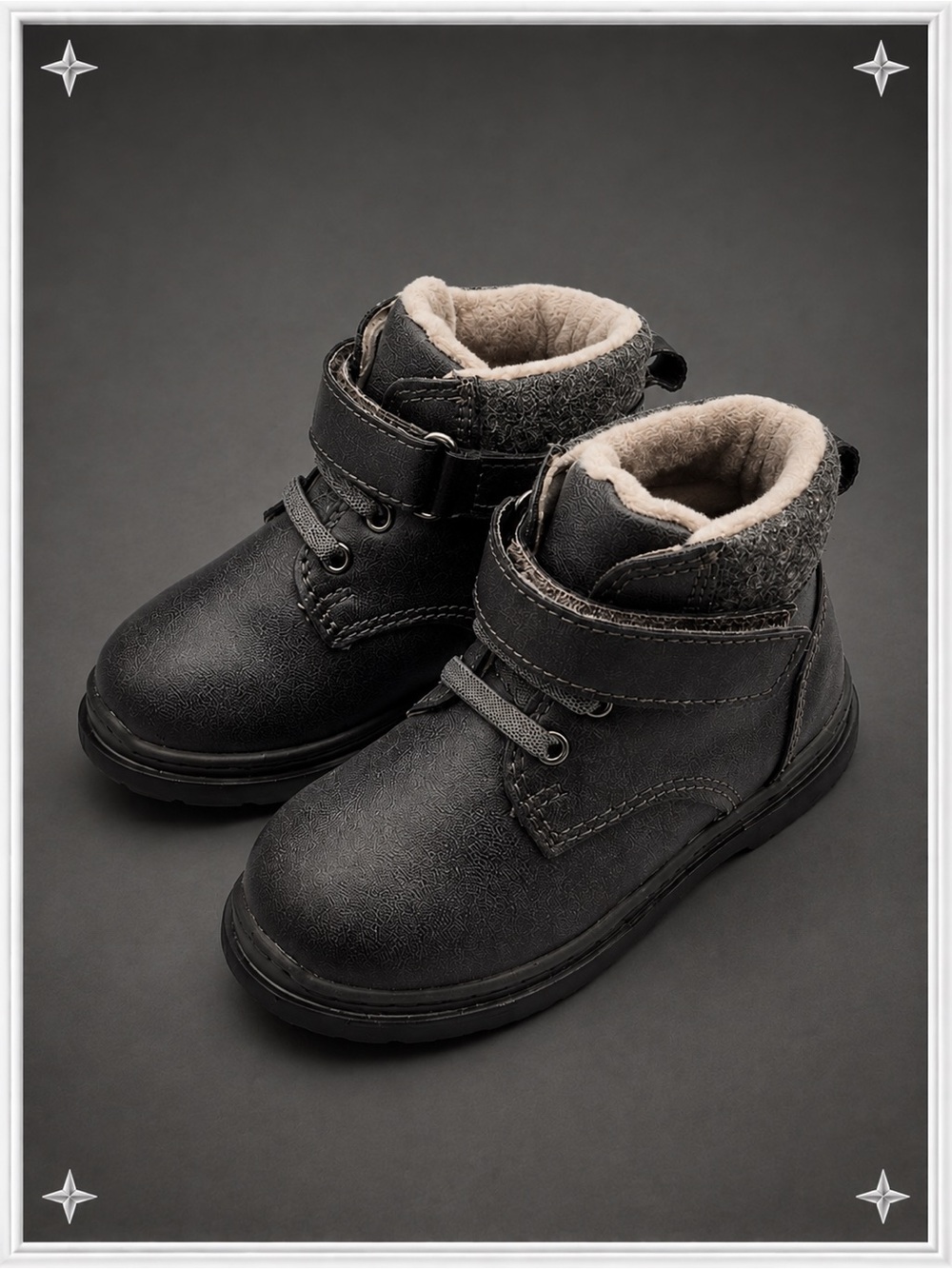 Black Ankle Strap Lace-Up Boots | Kid's 7